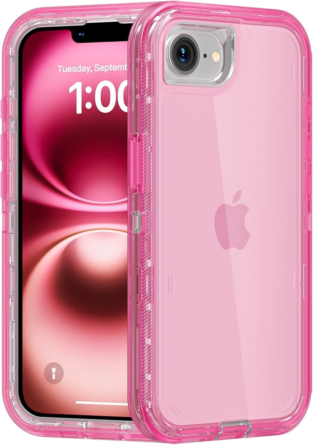for iPhone 16e Case, Heavy Duty Shockproof Protection Phone Cases, Anti-Drop, Dual Layer Transparent Protective Cover Compatible with iPhone 16e, 6.1 inch, Crystal Pink