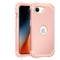 thumbnail image 1 of for iPhone 16e Case, Heavy Slim Dual Layer 3 in 1 Heavy Duty Protection Hybrid Hard PC Soft Silicone Rugged Bumper Anti Slip Full-Body Protective Cases For iPhone 16e, Rosegold, 1 of 7