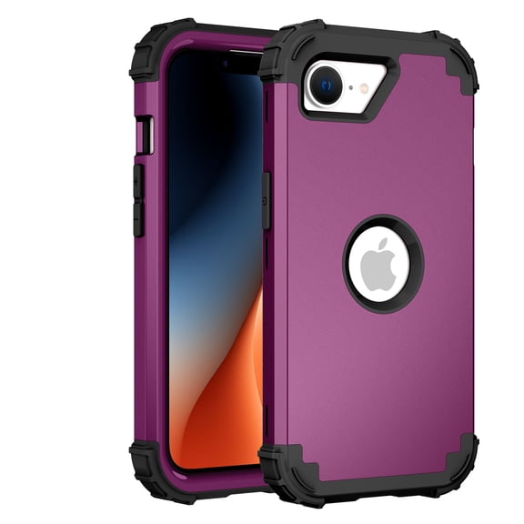 for iPhone 16e Case, Heavy Slim Dual Layer 3 in 1 Heavy Duty Protection Hybrid Hard PC Soft Silicone Rugged Bumper Anti Slip Full-Body Protective Cases For iPhone 16e, Purple