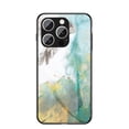 thumbnail image 1 of for iPhone 16e Case, Hybrid Tempered Glass Protective Marble Pattern Glossy Design Slim Rugged Shockproof Women Girls Men Protective Anti-Scratch Wireless Charging Cover,Light Green, 1 of 9