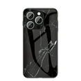 thumbnail image 1 of for iPhone 16e Case, Hybrid Tempered Glass Protective Marble Pattern Glossy Design Slim Rugged Shockproof Women Girls Men Protective Anti-Scratch Wireless Charging Cover,Black, 1 of 9