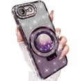 thumbnail image 1 of for iPhone 16e Case, Moving Liquid Sparkle Glitter Case with Kickstand, Women Bling Flowing Liquid Floating Rhinestones Ring Cover with Camera Lens Protector for iPhone 16e 6.1'' (Purple), 1 of 12