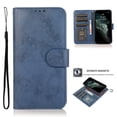 thumbnail image 1 of for iPhone 16e Case, Phone Case Wallet Card Holder PU Leather Stand Flip Case Wrist Strap Magnetic Closure Shockproof Drop Protective Phone Case Cover for iPhone 16e, Darkblue, 1 of 6