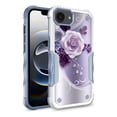 thumbnail image 1 of iPhone 16e Case, Rosebono Hybrid Dual Layer Graphic Design Pattern Heavy Duty Protection Case For iPhone 16e (Purple Flower), 1 of 4