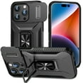 thumbnail image 1 of for iPhone 16e Case with Sliding Camera Cover, [Drop Protection] [Magnetic Rotated Kickstand] Military Grade Shockproof Heavy Duty Cover for iPhone 16e, Black, 1 of 8