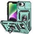 thumbnail image 1 of for iPhone 16e Case, Soft TPU & Hard PC Anti-scratch Sliding Cover Full Protection Ring Stand Rotating Kickstand Holder Magnetic Shockproof Phone Case Cover for iPhone 16e, Darkgreen, 1 of 9