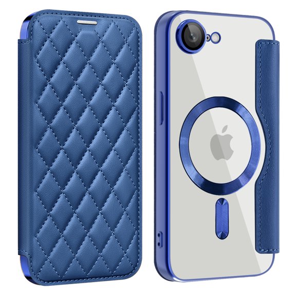 for iPhone 16e Case, Support Magnetic Wireless Charger, Slim Fit Flip Protective PU Leather Wallet Case with RFID Blocking Card Slot Build-in Len Protector for iPhone 16e, Royalblue