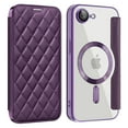 thumbnail image 1 of for iPhone 16e Case, Support Magnetic Wireless Charger, Slim Fit Flip Protective PU Leather Wallet Case with RFID Blocking Card Slot Build-in Len Protector for iPhone 16e, Purple, 1 of 7