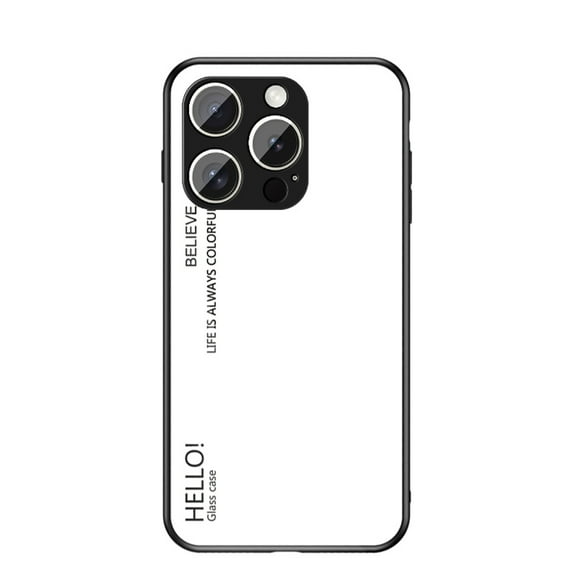 for iPhone 16e Case,Tempered Glass Gradient Color Pattern + TPU Frame Hybrid Slim case for iPhone 16e, Case Anti-Scratch Anti-Drop Anti-fingerprint, White