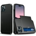 thumbnail image 1 of For iPhone 16e Case Wallet with Slide Hidden Card Holder Slot Slim Dual Layer Heavy Duty Shockproof Hard PC Hybrid TPU Phone Case Kickstand Protective Cover,Black, 1 of 9