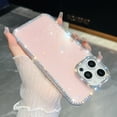 thumbnail image 1 of for iPhone 16e Case for Women, Glitter Back & Diamond Frame, Slim TPU Shockproof Cover Stylish Sparkly for Girls, Luxury Shockproof Drop Protection Anti-Scratch Phone Case, Light Pink, 1 of 7