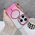 thumbnail image 1 of for iPhone 16e Clear Glitter Case with Gradient Color, Luxury Magnetic Back Compatible with MagSafe, Support Wireless Charging PC Protective Cover, Lightweight & Anti-Scratch, Red, 1 of 8