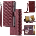 thumbnail image 1 of for iPhone 16e Crossbody Wallet Case Flip Stand PU Leather RFID Blocking Card Slots Shockproof Magnetic Closure Zipper Pocket with Detachable Hand Strap&Shoulder Strap Cover, Winered, 1 of 11