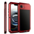 thumbnail image 1 of for iPhone 16e Hard Case, Luxury Shockproof 3-Layer Protection [With Screen Protector] Heavy Duty Protection Cover Metal Rugged Case for iPhone 16e, Red, 1 of 8