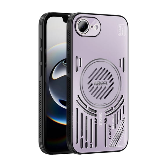 for iPhone 16e Heat Dissipation Case with Magnetic Ring, Camera Lens Protector, Support Wireless Charging, Mesh Breathable Hollow Slim Phone Case Cover for iPhone 16e, Purple
