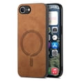 thumbnail image 1 of for iPhone 16e Magnetic Case, Luxury PU Leather Skin-Feel Back Protective Phone Cover Compatible with Mag-Safe Support Car Mount Holder for iPhone 16e, Brown, 1 of 7