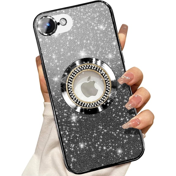 For iPhone 16e Magnetic Glitter Case Compatible with MagSafe,Full Protection Slim Shockproof Anti-Scratch Case with Camera Lens Protector Logo View Dust-Proof Cover for Women