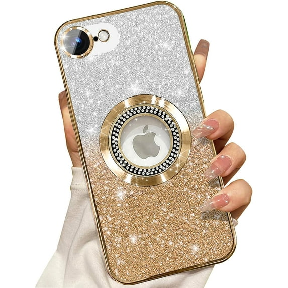 For iPhone 16e Magnetic Glitter Case Compatible with MagSafe,Full Protection Slim Shockproof Anti-Scratch Case with Camera Lens Protector Logo View Dust-Proof Cover for Women