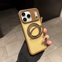 for iPhone 16e Magnetic Kickstand Case, Compatible with Magsafe Shockproof Slim Translucent Matte 360° Ring Stand Soft TPU Hard PC Protective Phone Cover for iPhone 16e, Gold