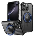 thumbnail image 1 of For iPhone 16e Magnetic Phone Case,360°Rotatable Ring Kickstand,Compatible with Mag-Safe,4 Thickened Corners Protective,Clear Logo View,Shockproof Non-slip Translucent Phone Case,Blue, 1 of 6