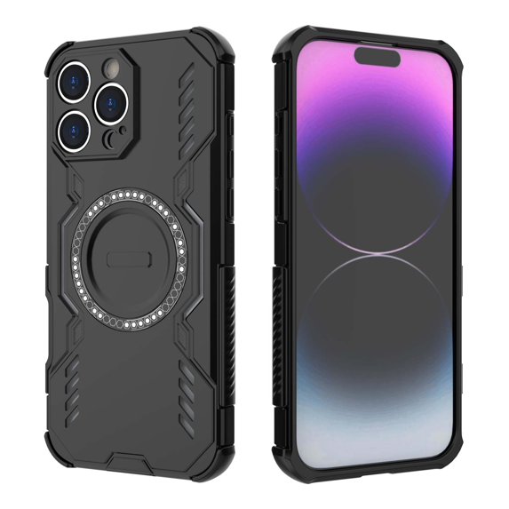 For iPhone 16e Magnetic Phone Case,Military-Grade Drop Protection,Compatible with Mag-Safe,Heavy Duty Tough Rugged Shockproof Dropproof Grip Armored Slim Phone Case Cover,Black