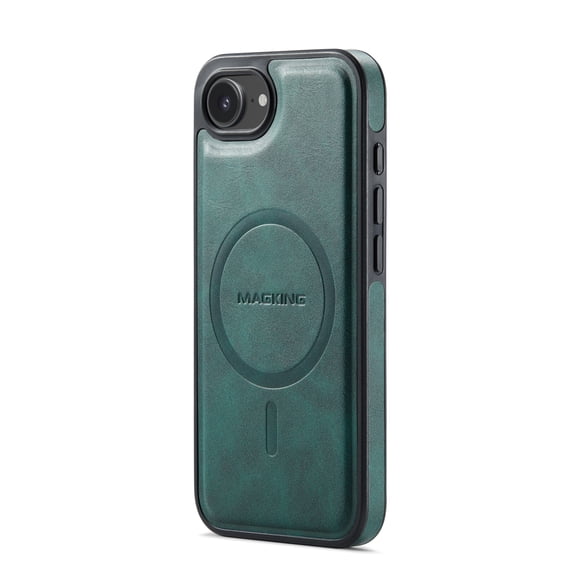for iPhone 16e Magnetic Protective Case, Compatible with MagSafe, Classic PU Leather Anti-Scratch Non-Slip Wireless Charging Ultra Slim Durable Back Cover for iPhone 16e, Green