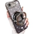 thumbnail image 1 of for iPhone 16e Magnetic Ring Stand Case Compatible with MagSafe, Bling Sparkly Phone Cover with Crystal Diamonds Rhinestone Case with Camera Lens Protector for iPhone 16e 6.1" (Silver), 1 of 12