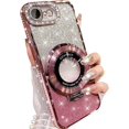 thumbnail image 1 of for iPhone 16e Magnetic Ring Stand Case Compatible with MagSafe, Cute Bling Sparkly Phone Cover with Crystal Diamonds Rhinestone Case with Camera Lens Protector for iPhone 16e 6.1" (Pink), 1 of 13