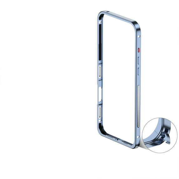 For iPhone 16e Metal Bumper Phone Case,Slim Fit No Back No Frame Backless Metal Bumper 4 Corners Shockproof Rugged Heat Dissipation Anti-fall Ultra Slim Frame Phone Case,Blue