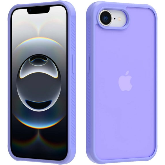 For iPhone 16e Phone Case,Translucent Frosted Skin Feel Anti-Scratch Hard PC Back Soft TPU Edge,Shockproof Bumper Protective Ultra Slim Thin Fit Rugged Phone Case Cover,Purple