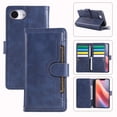 thumbnail image 1 of for iPhone 16e Phone Case,for iPhone 16e Wallet Case RFID Blocking 8 Card Slots Holder & 1 Cash Pocket & 1 Outer Pouch,Wrist Strap,Shockproof Leather Magnetic Flip Stand Cover,Darkblue, 1 of 9