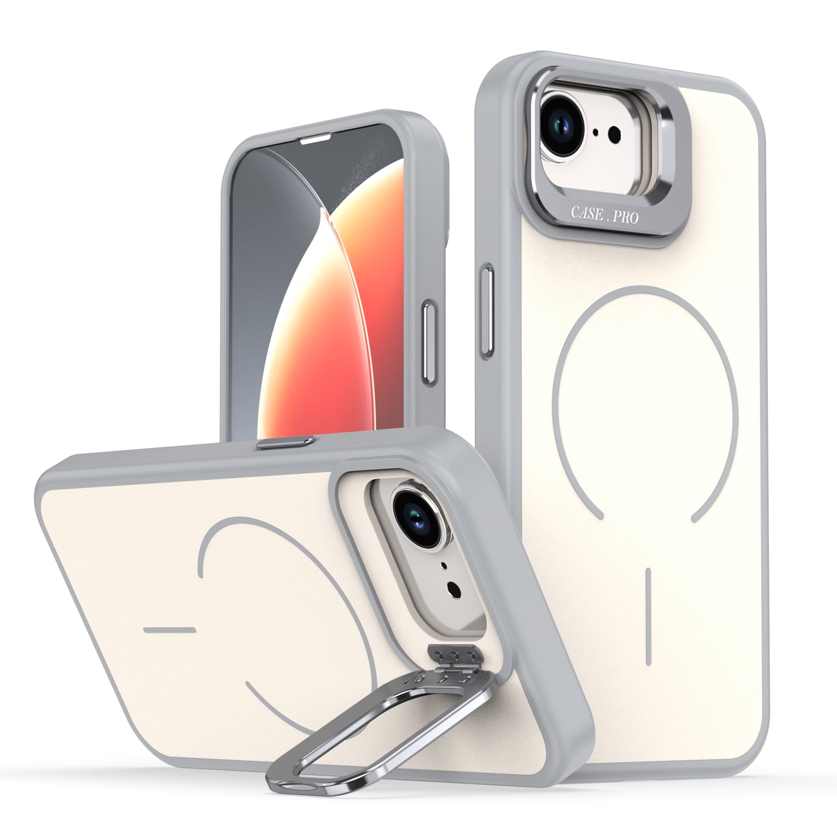 for iPhone 16e Rugged Case, Built-in Adjustable Camera Cover Kickstand ...
