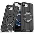 thumbnail image 1 of for iPhone 16e Rugged Grip Phone Case Compatible with MagSafe, 360 Rotating Ring Holder Stand Magnetic Case, Military-Grade Protection Anti-Scratch Anti-Slip Shockproof Cover,Black, 1 of 7