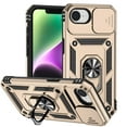 thumbnail image 1 of for iPhone 16e Rugged Phone Case with Sliding Camera Cover, Kickstand TPU Bumper Drop Proof Durable Military Grade Protective Case Cover for iPhone 16e, Gold, 1 of 10