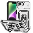 thumbnail image 1 of for iPhone 16e Rugged Phone Case with Sliding Camera Cover, Kickstand TPU Bumper Drop Proof Durable Military Grade Protective Case Cover for iPhone 16e, Silver, 1 of 10