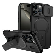 For iPhone 16e Rugged Phone Case,With Invisible Kickstand,Compatible with Mag-Safe,With Camera Lens Cover,Shockproof Anti-Scratch Drop Protection Durable Heavy Duty Phone Case,Black