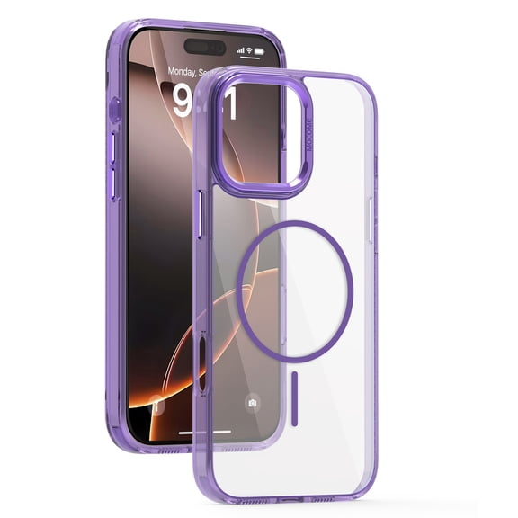 for iPhone 16e Transparent Case, for iPhone 16e Magnetic Military Grade Drop Protection Anti Yellowing Cell Phone Cover - Rugged Durable Shockproof Drop Protective Bumper, Purple
