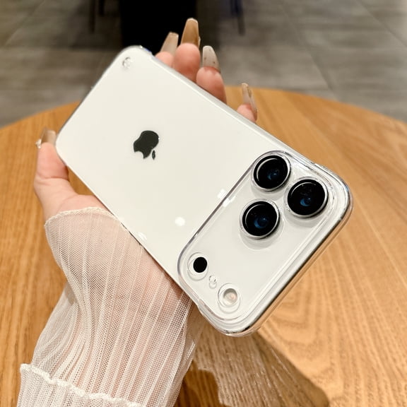 for iPhone 16e Transparent Frameless Back Cover + Camera Lens Protector, Luxury Hard PC Anti-Scratch Shock-Absorbent Glossy Lightweight Borderless Cover, Support Wireless Charging, Clear