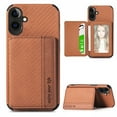 thumbnail image 1 of for iPhone 16e Wallet Case, Built-in Card Holder, RFID Blocking, PU Leather Kickstand, Back Flip Magnetic Closure, Durable Shockproof Magnetic Car Phone Cover for Women and Men,Brown, 1 of 10
