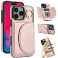 thumbnail image 1 of for iPhone 16e Wallet Case with Card Holder Women Men, Flip PU Leather Kickstand Shockproof Protective Phone Cover Magnetic Clasp 360 Rotation Ring Stand for iPhone 16e, Rosegold, 1 of 7