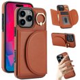 thumbnail image 1 of for iPhone 16e Wallet Case with Card Holder Women Men, Flip PU Leather Kickstand Shockproof Protective Phone Cover Magnetic Clasp 360 Rotation Ring Stand for iPhone 16e, Brown, 1 of 7