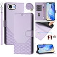 thumbnail image 1 of for iPhone 16e Wallet Case for Men Women, RFID Blocking Card Holder Slots, Wrist Strap & Shoulder Strap Shockproof TPU Inner, Kickstand PU Leather Protective Phone Cover, Purple, 1 of 10