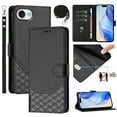 thumbnail image 1 of for iPhone 16e Wallet Case for Men Women, RFID Blocking Card Holder Slots, Wrist Strap & Shoulder Strap Shockproof TPU Inner, Kickstand PU Leather Protective Phone Cover, Black, 1 of 10