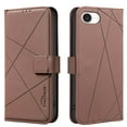 thumbnail image 1 of For iPhone 16e Wallet Phone Case,RFID Blocking Card Slots Holder Premium PU Leather,Flip Folio Kickstand,Line Embossing Designing,Magnetic Closure,Shockproof Anti-fall Phoe Case,Brown, 1 of 8