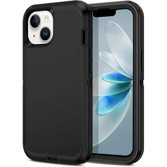 iPhone 16e / iPhone 15 / iPhone 14 / iPhone 13 Case Shockproof Dust/Drop Proof 3 in 1 Full Body Rugged Heavy Duty Durable Cover for Apple 6.1" Black