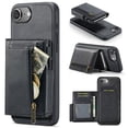 thumbnail image 1 of For iPhone 16e / iPhone 17e 6.1" RFID Blocking 2 In 1 Detachable Leather Wallet With Popup Button Multi-Card Slot Zipper Pocket Magnetic Phone Case,Black,For iPhone 16e / 17e, 1 of 5