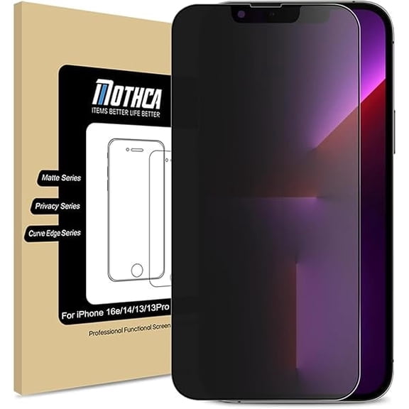 for iPhone 16e / iPhone14 / iPhone 13/13 Pro (6.1-inch) Matte Privacy Screen Protector with Alignment Sticker, Full Coverage Anti-Spy Anti-Glare Anti-Fingerprint Tempered Glass Film