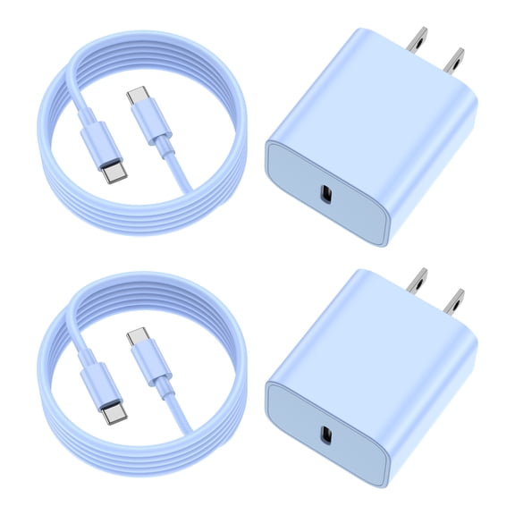 iPhone 17 16 15 Charger Fast Charging, 2-Pack USB C Charger Block with 6Ft Type C Cable Compatible with iPhone 17/17 Plus/17 Pro Max/17 Air/16/16 Plus/16 Pro Max/15 Pro Max/iPad Pro-Blue