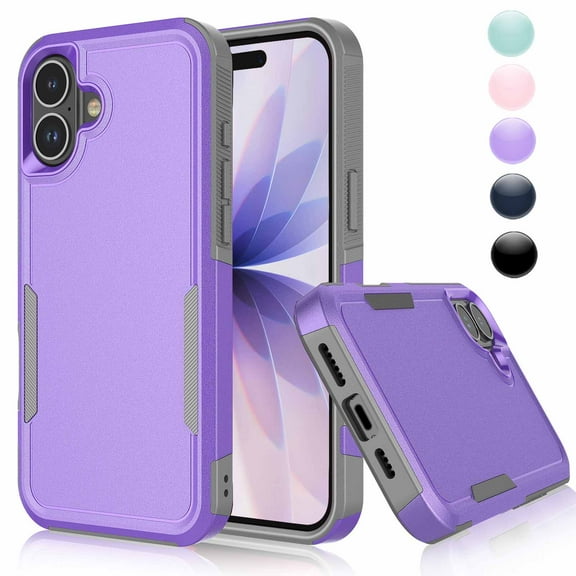 For iPhone 17 5G 2025 Case ,Sturdy Phone Case for Apple 17 6.3 inch ,Tiflook Shockproof Protection Heavy Duty Armor Hard Plastic & Rubber Rugged Bumper 2-in-1 Case Cover ( Purple )