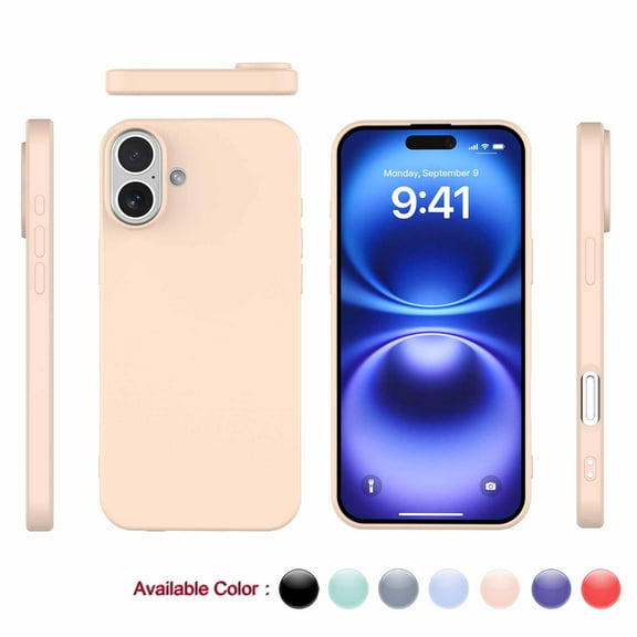 iPhone 17 5G Case,Apple 17 Basic Case [Frosted] Shockproof Case Liquid Silicone Gel Rubber Soft TPU Anti-slip Bumper Thin Matte Slim Phone Case Covers For Apple iPhone 17 6.1" 2025,Pink